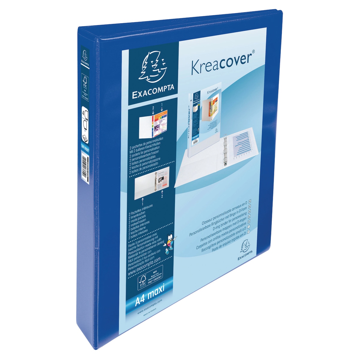 Exacompta Kreacover Polypropylene Ring Binder A4 47mm - Blue 1