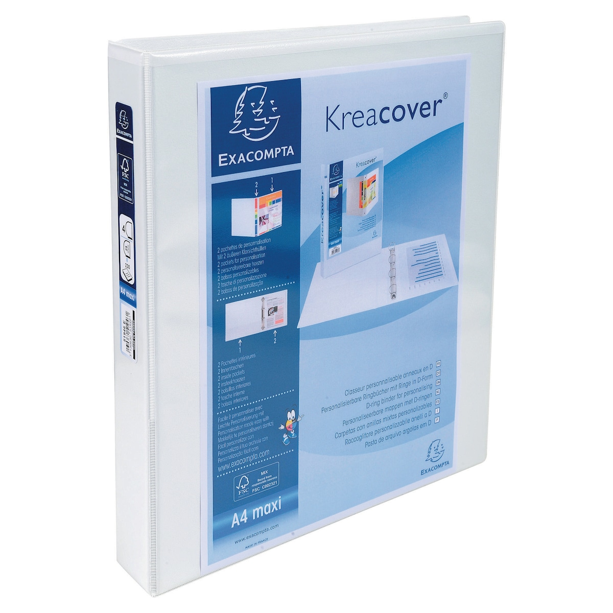 Exacompta Kreacover Polypropylene Ring Binder A4 47mm - White 1