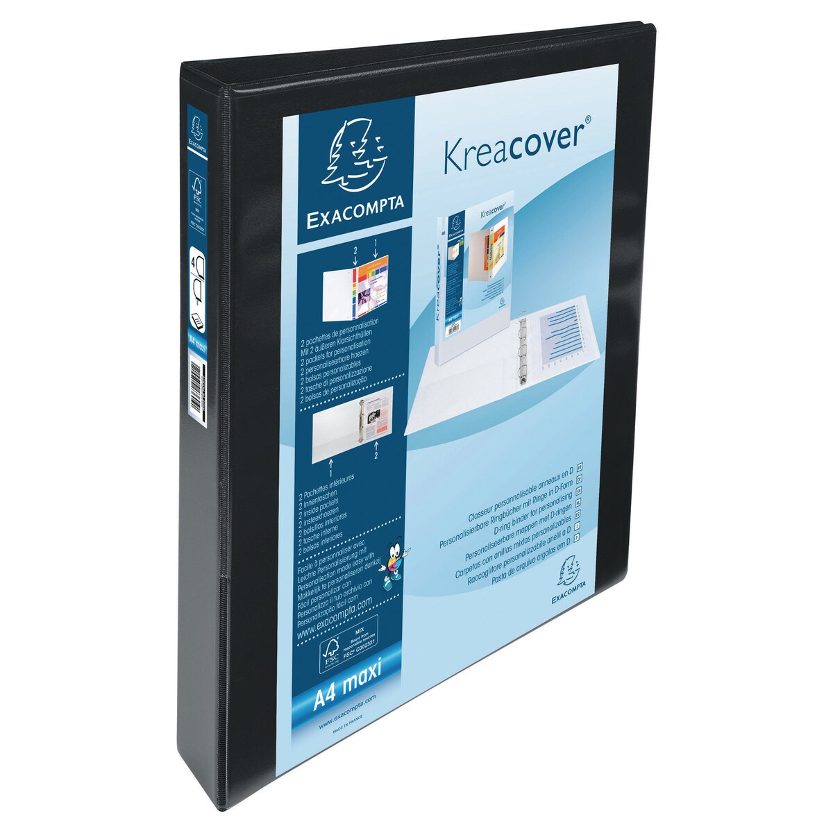 Exacompta Kreacover Polypropylene Ring Binder A4 47mm - Black 1
