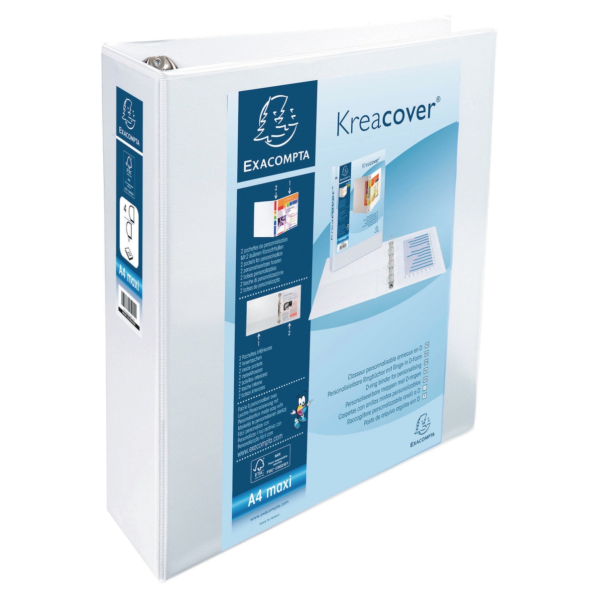 Exacompta Kreacover Polypropylene Ring Binder A4 90mm - White 1