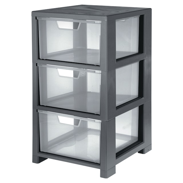 Grey Cristal 3 Drawer Storage Tower 1
