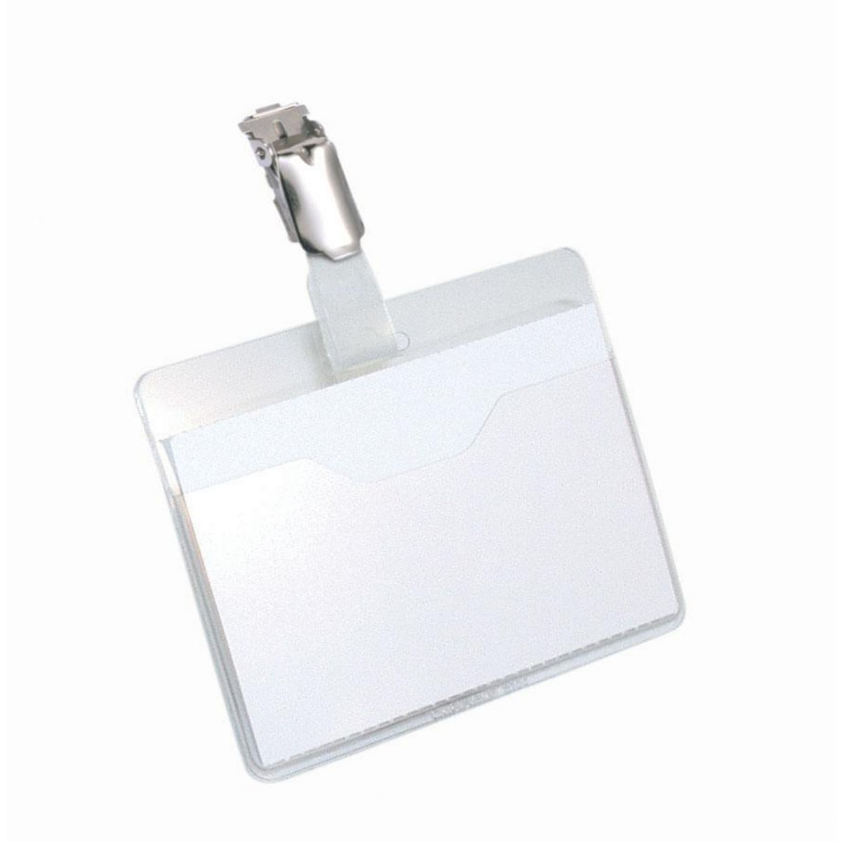 Durable Visitor Badge with Metal Clip - 60 x 90mm - Transparent, Pack of 25 1