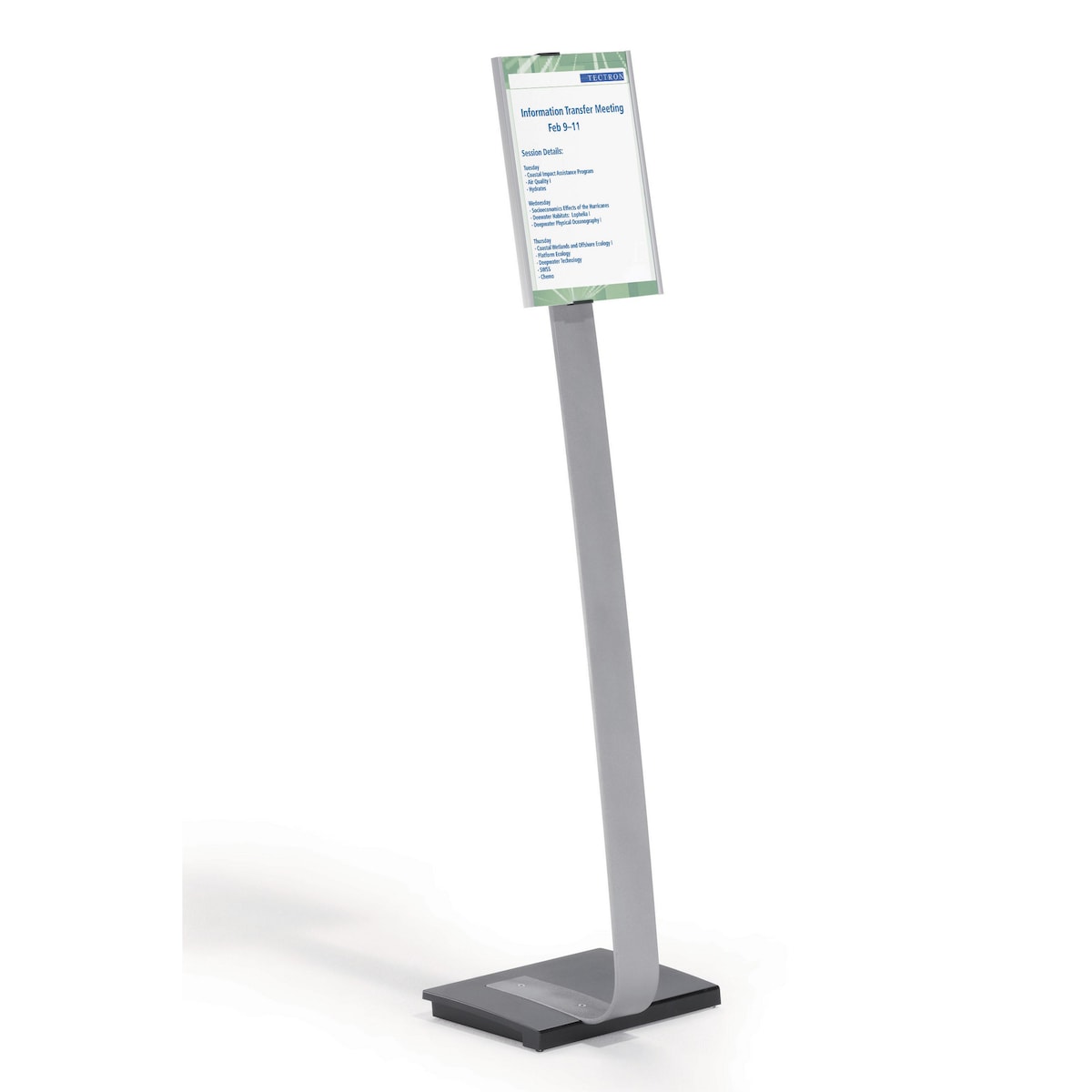 Durable A4 Info Sign Floor Stand - Aluminium Frame with Clear Panel - Silver 1