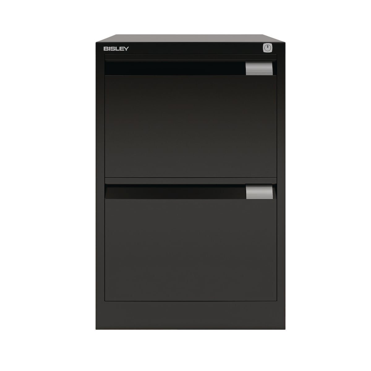 Bisley Black 2-Drawer Foolscap Filing Cabinet - 711mm x 470mm x 622mm 1