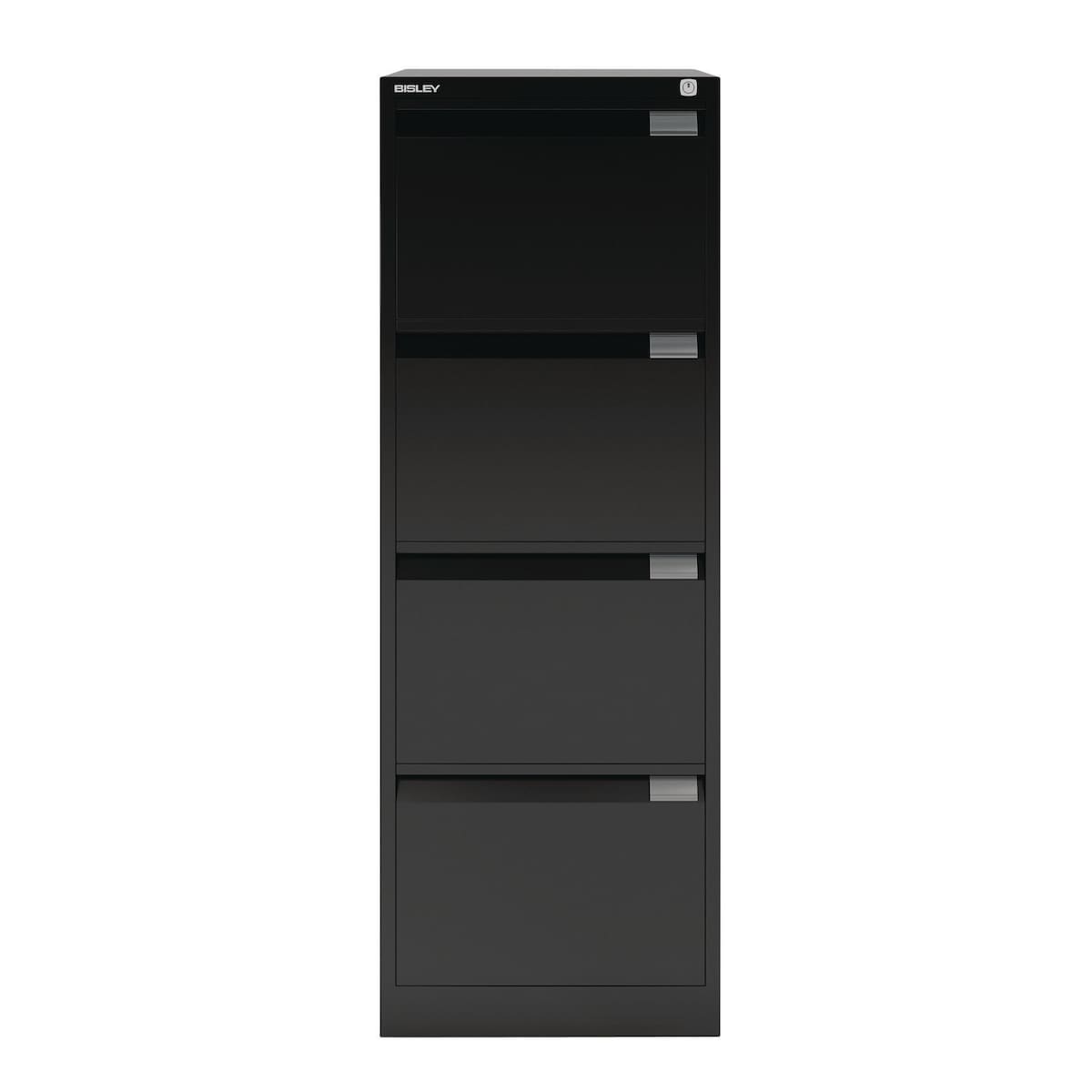 Bisley Black 4-Drawer Foolscap Filing Cabinet - 1321mm x 470mm x 622mm 1