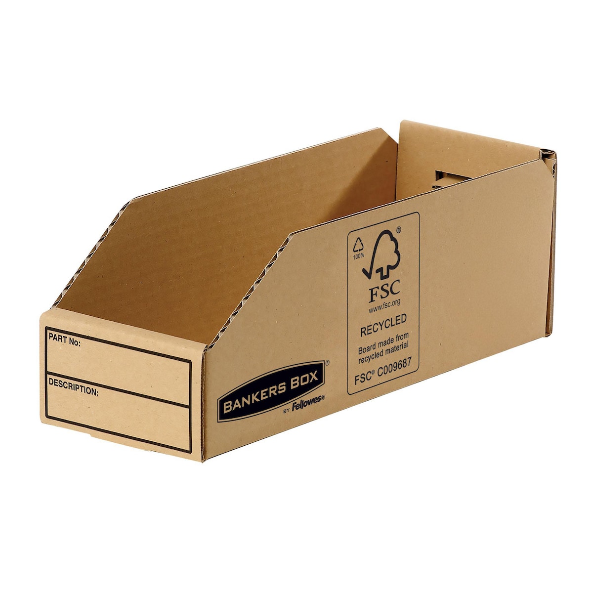 BANKERS BOX Cardboard Parts Bins - 98mm Component Storage with Labelling Area 1