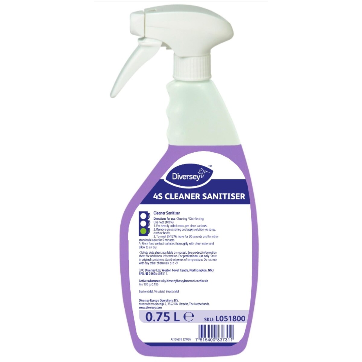 Diversey 4S Cleaner Sanitiser 750ml 1