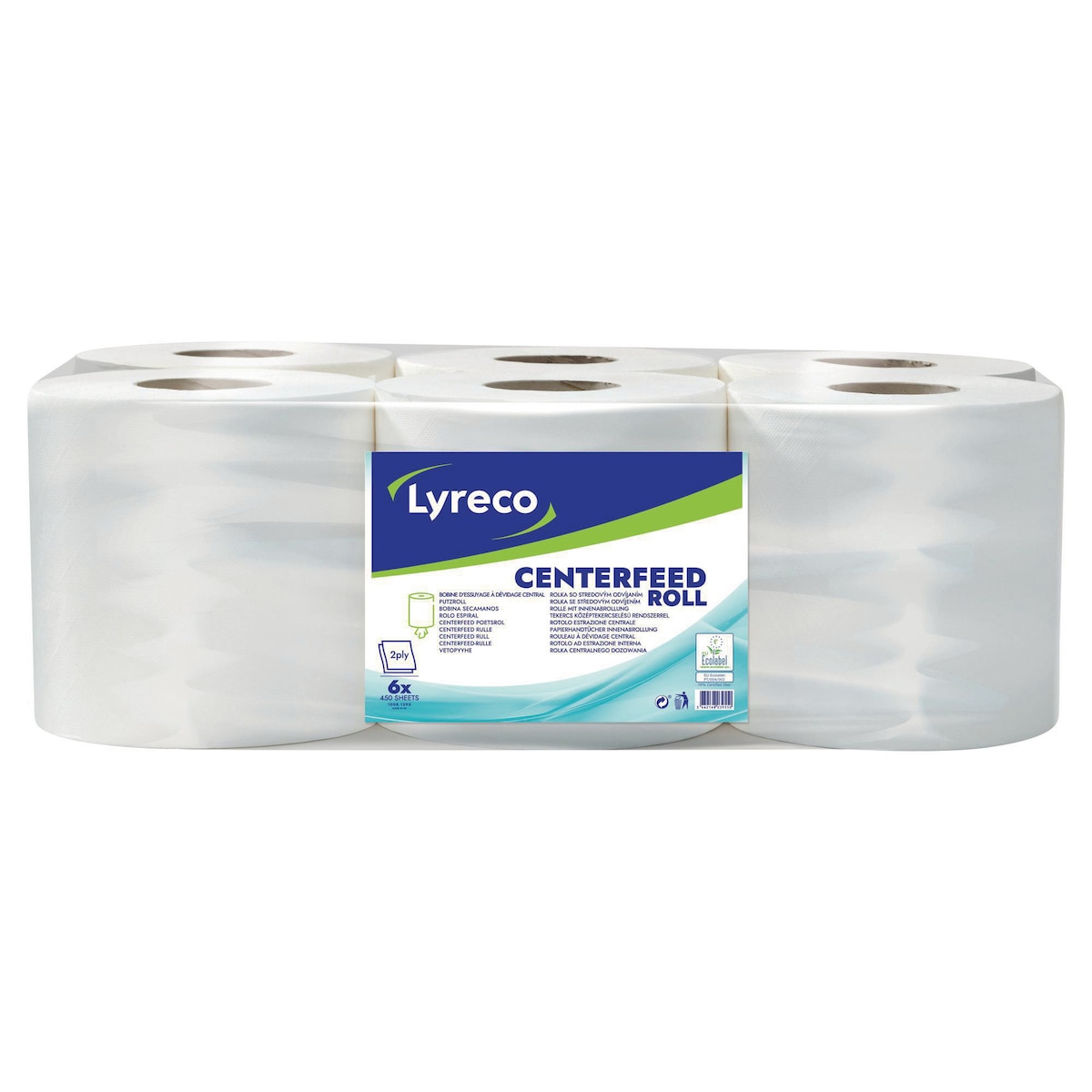 Lyreco 2 Ply Centrefeed Roll 450 Sheet- Pack of 6 1