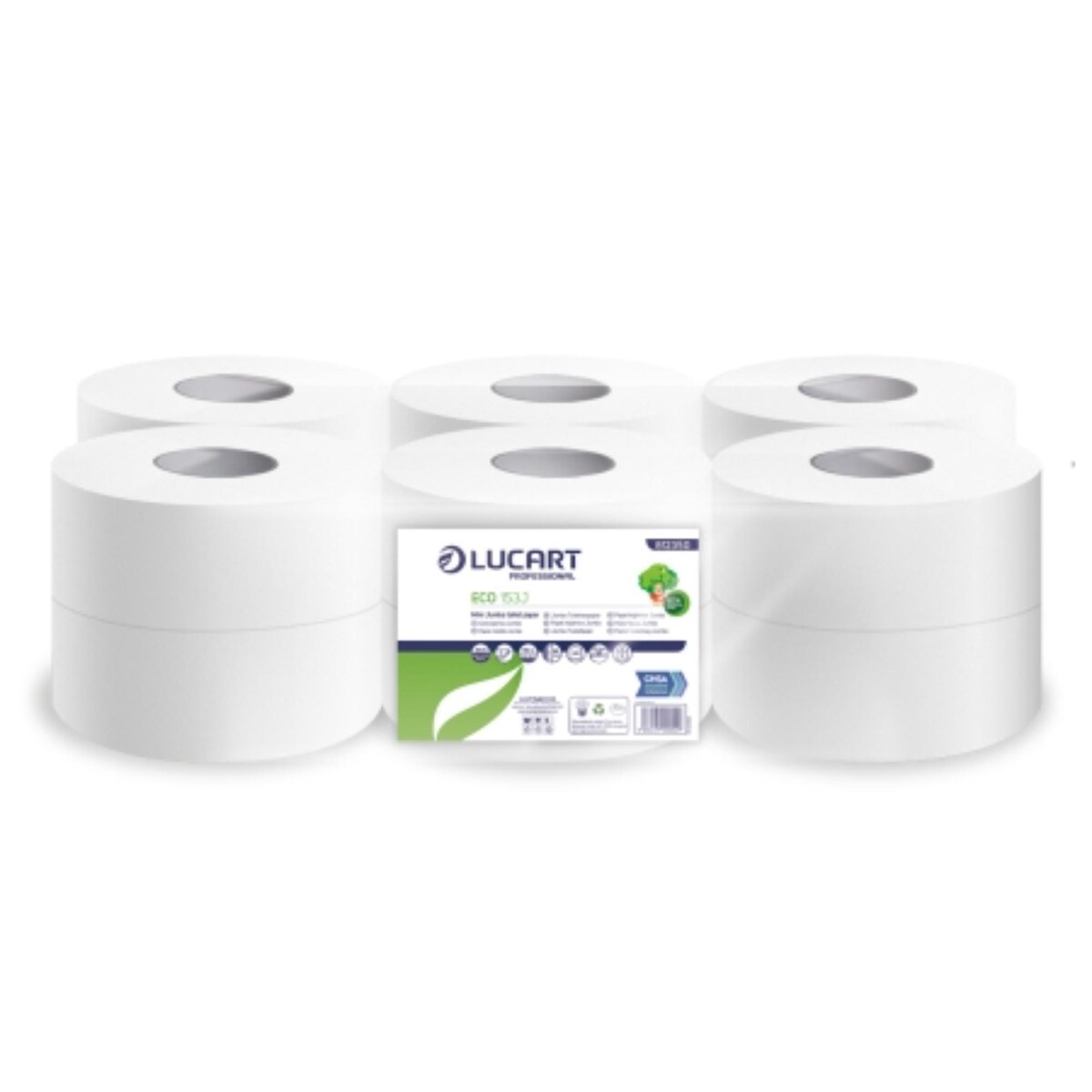 Mini Jumbo Roll 2‑Ply White Toilet Tissue - Pack of 12 1
