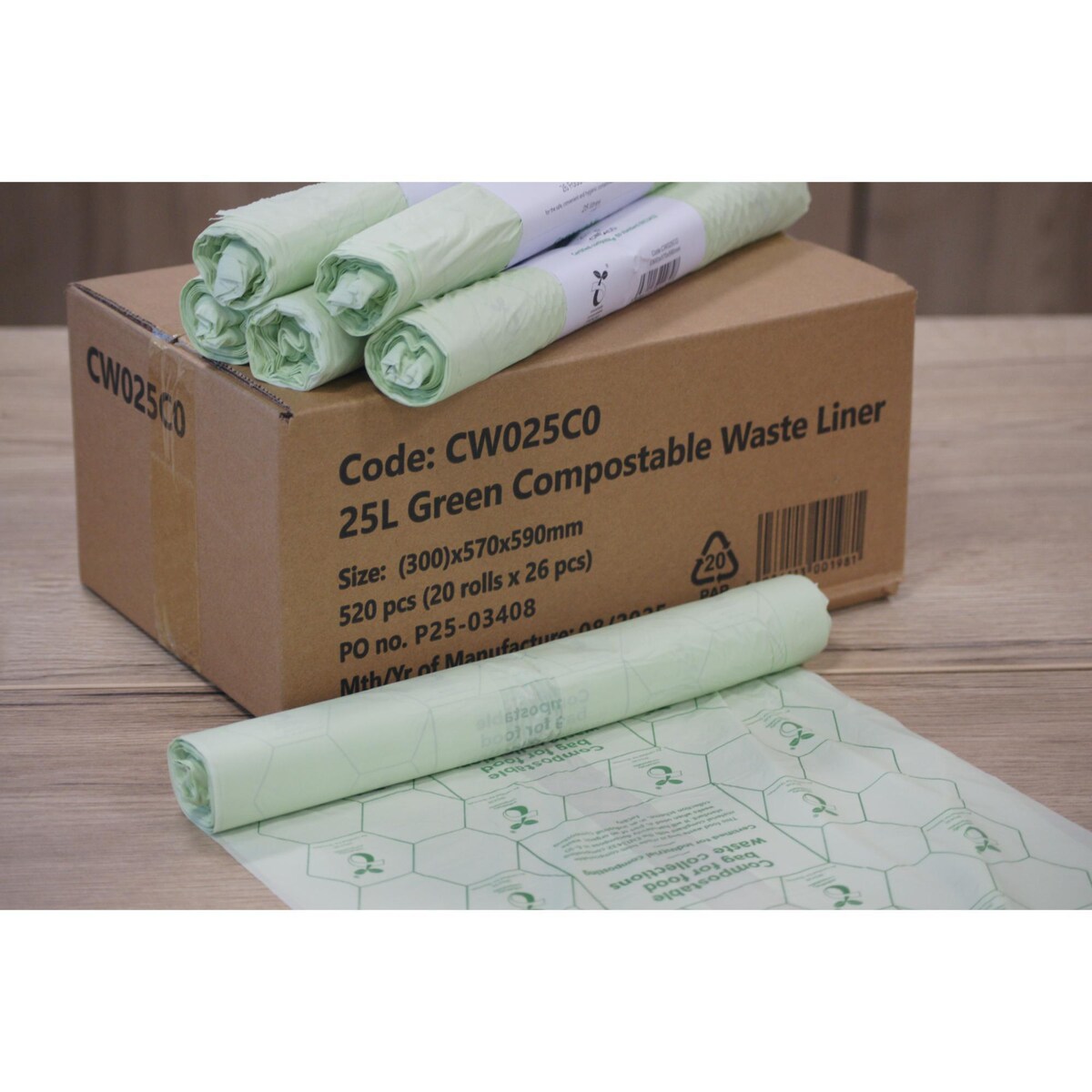 Cromwell 25L Green Compostable Food Bin Liner- Pack of 520 1