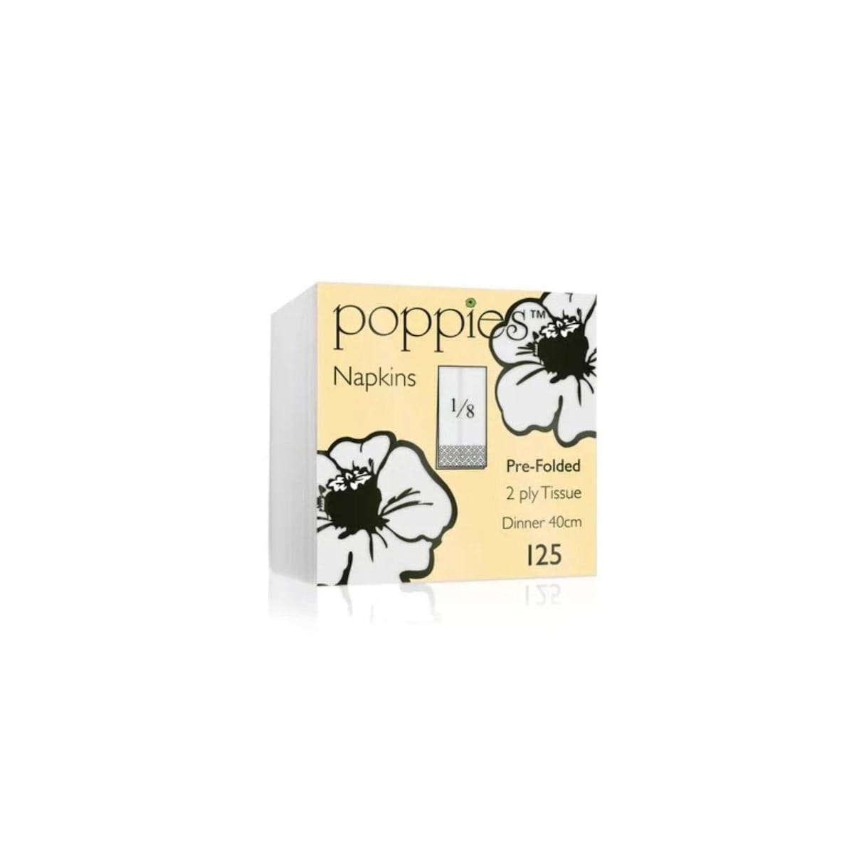 White Poppies Dinner Napkin 40cm, 2-Ply, 8 Fold - Pack of 2000 1