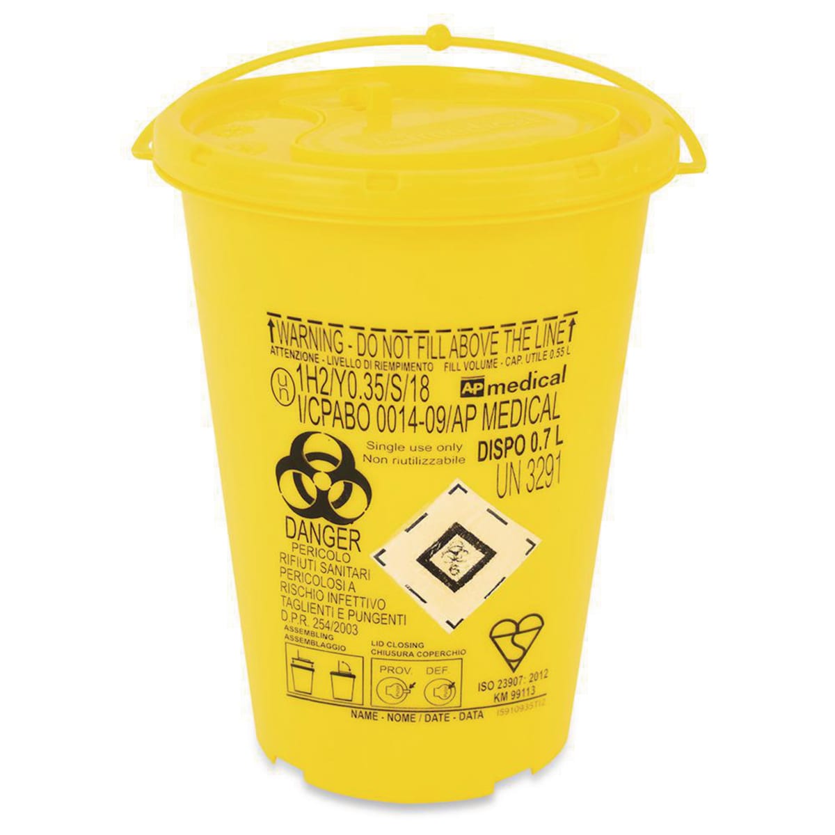 RELIANCE 4679 SHARPS BIN 0.7L YELLOW 1