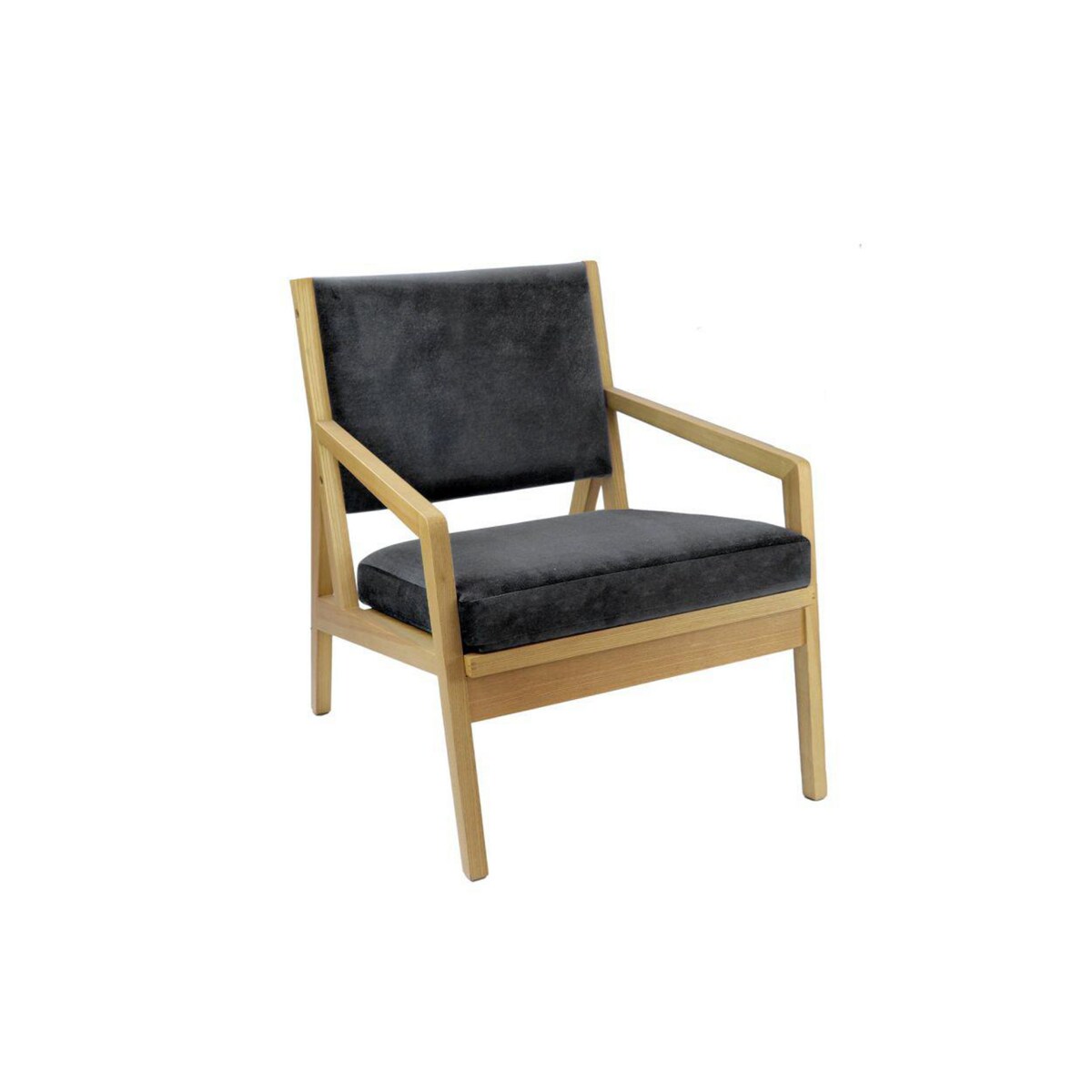 Hanna Single Seater Sofa with Wooden Frame - Grey- Delivery Only 1