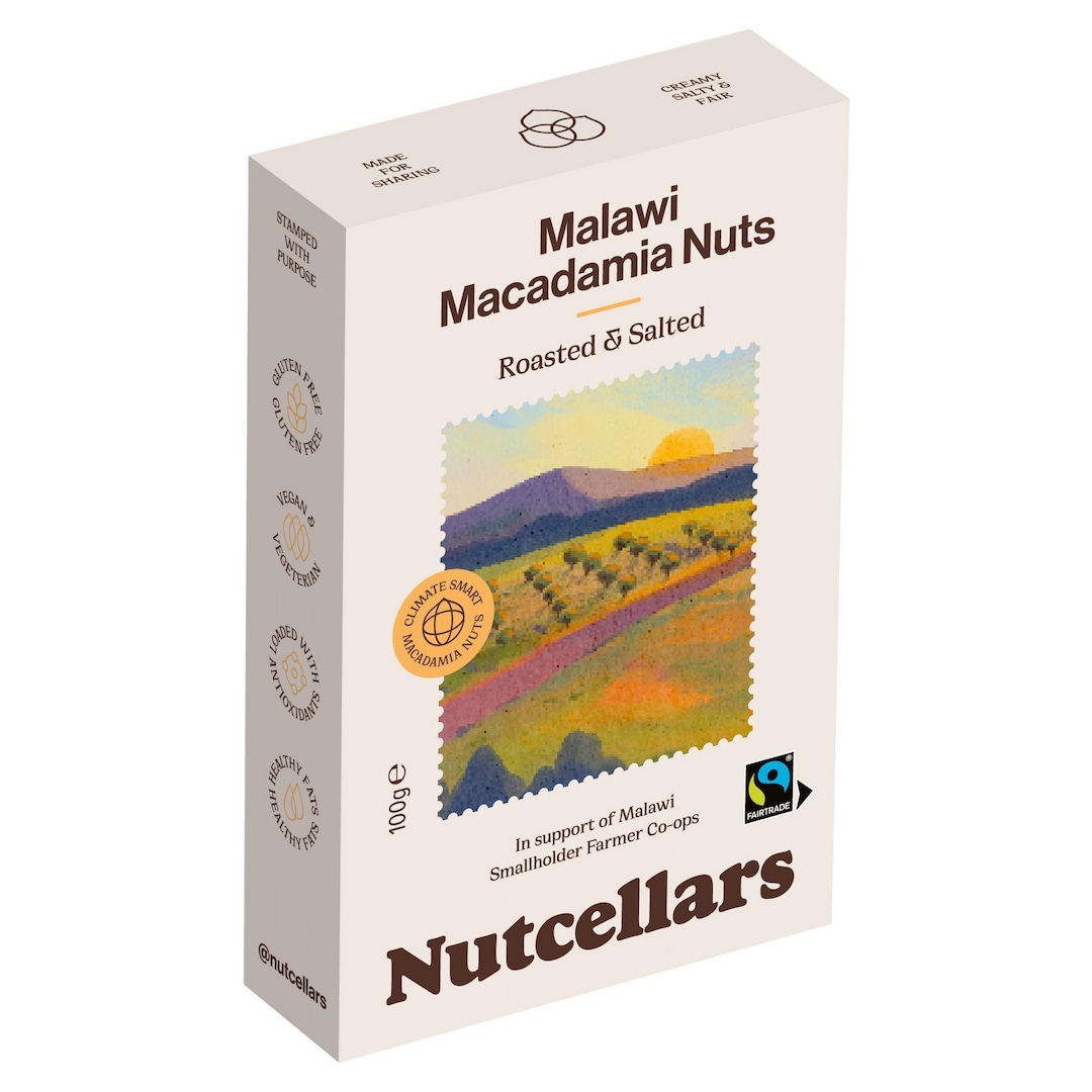 Fairtrade Roasted Salted Macadamia Nuts 100g Pack of 10