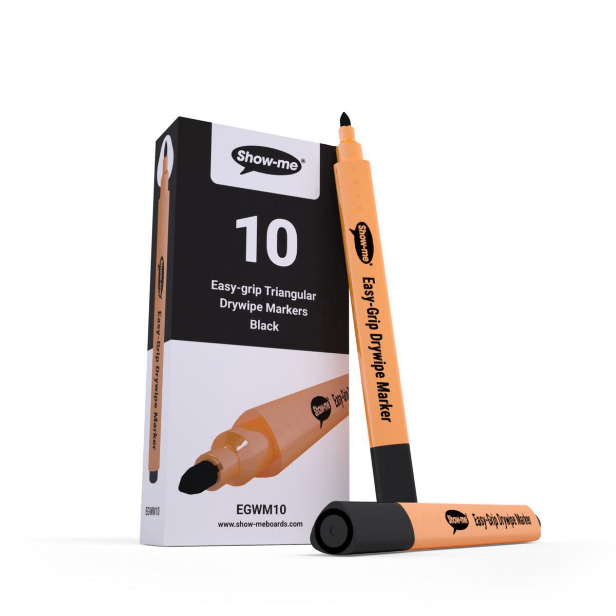 Show-me Triangular Whiteboard Pens Black - Box of 10 1