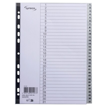 Leitz Ordnerregister 1231 Vollformat, Überbreite 1-31 grau 31-teilig, 10 Satz Leitz Ordnerregister 1231 Vollformat, Überbreite 1-31 grau 31-teilig, 10 Satz