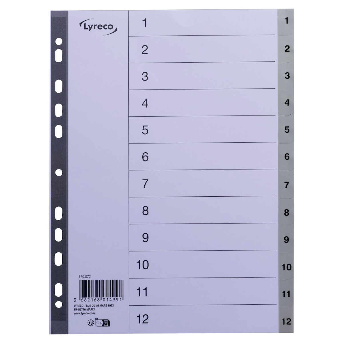 Lyreco Grey A4 Polypropylene 1-12 Indexes 1