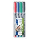 Staedtler Lumocolor Permanent Pens Super Fine Assorted Colours - Box of 4 1
