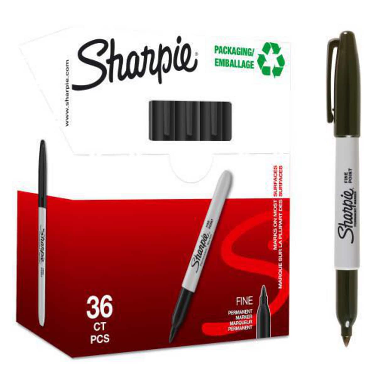 Sharpie Permanent Markers Fine Black Pack of 36 1