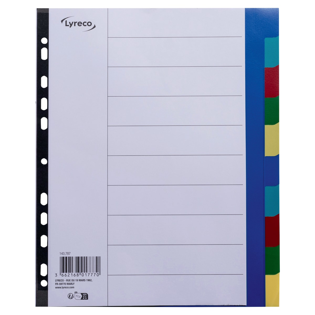 Lyreco Assorted A4+ Polypropylene 10 Part Dividers 1