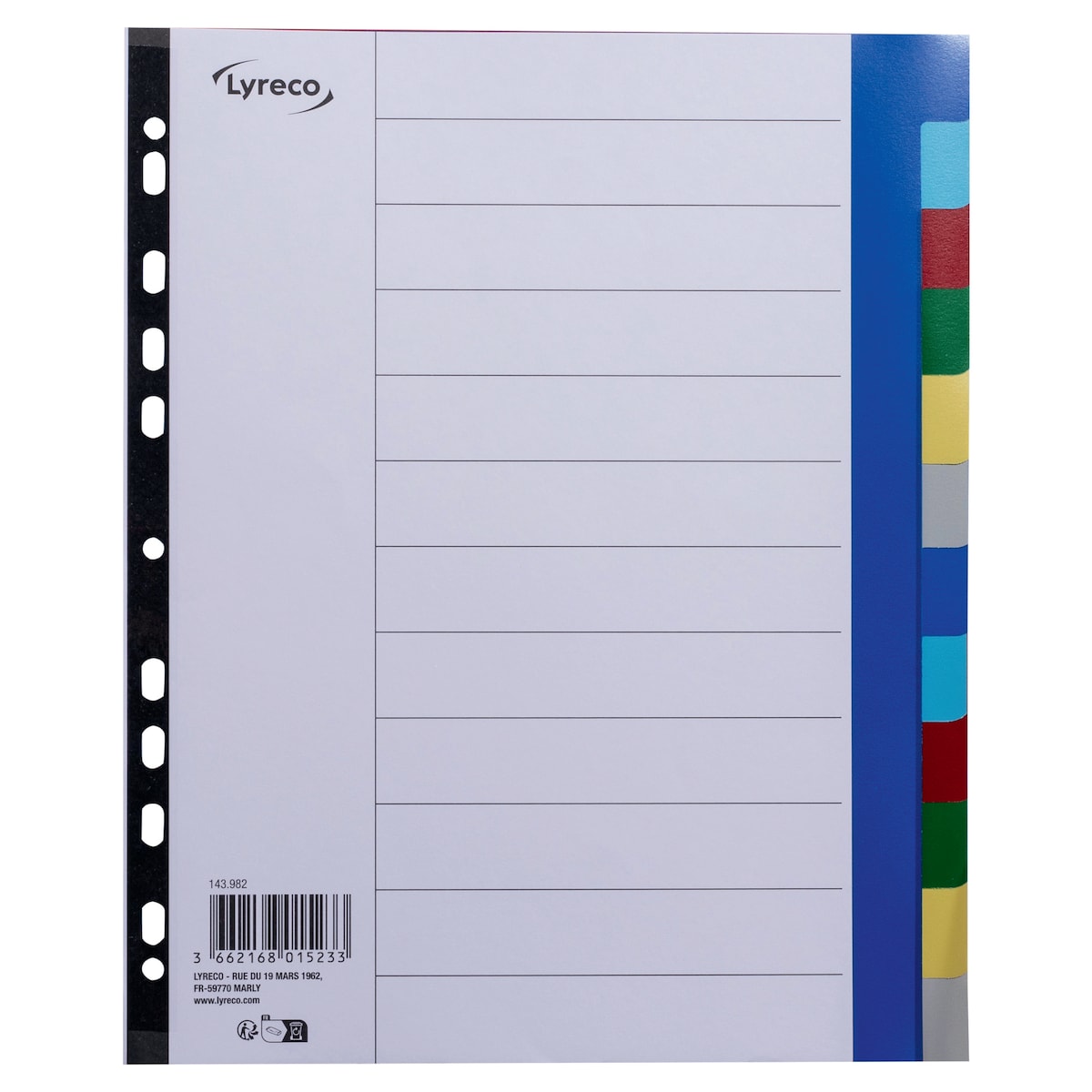 Lyreco Assorted A4+ Polypropylene 12 Part Dividers 1