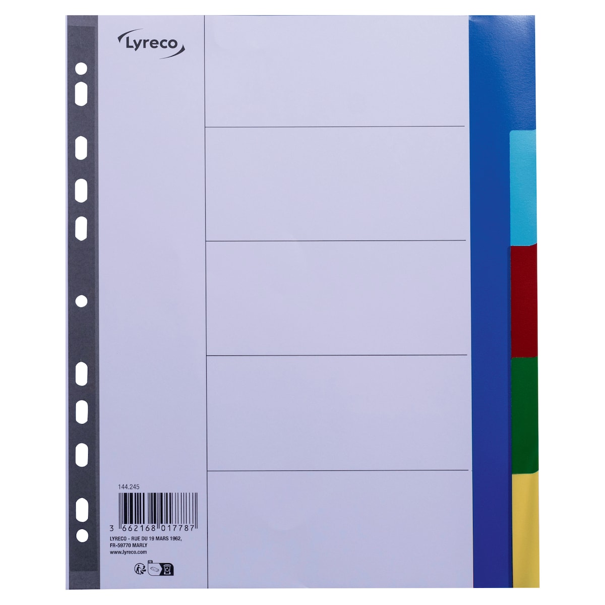 Lyreco Assorted A4+ Polypropylene 5 Part Dividers 1