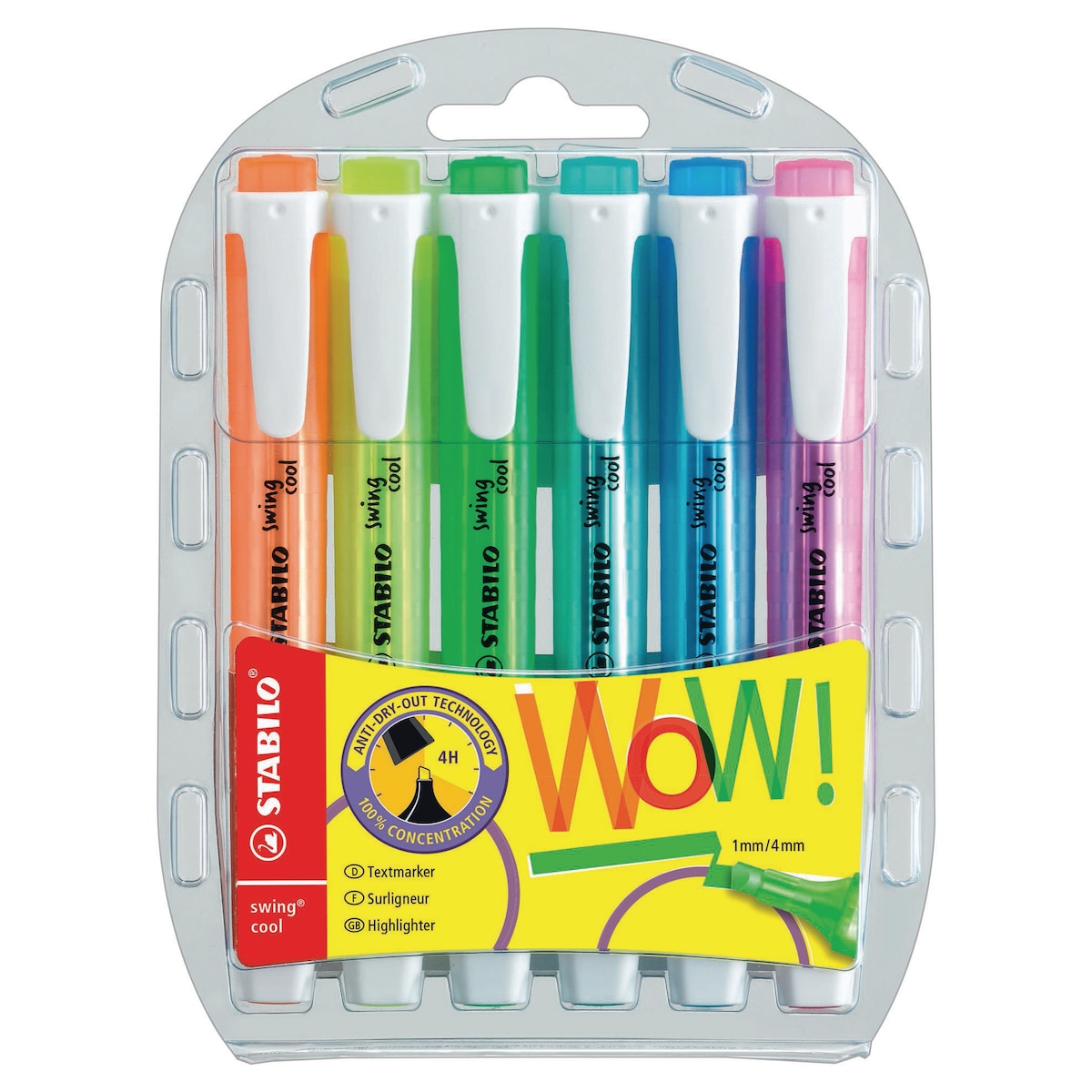 Highlighter - STABILO swing cool Pastel Wallet of 6 Assorted Colours 1