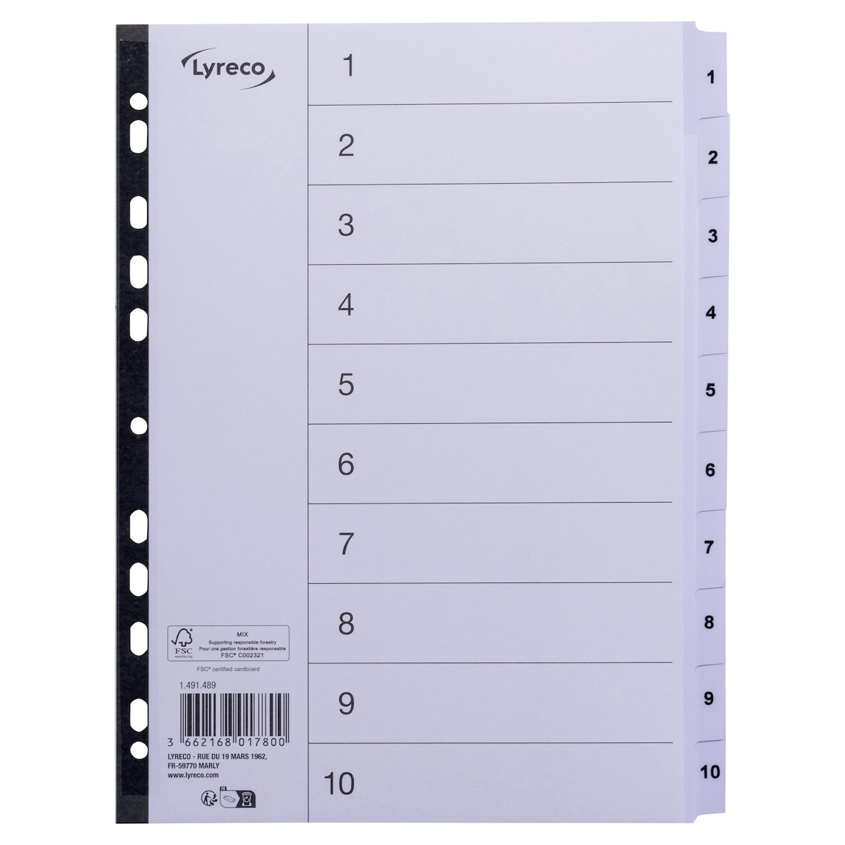 Lyreco Mylar White A4 1-10 Indexes 1