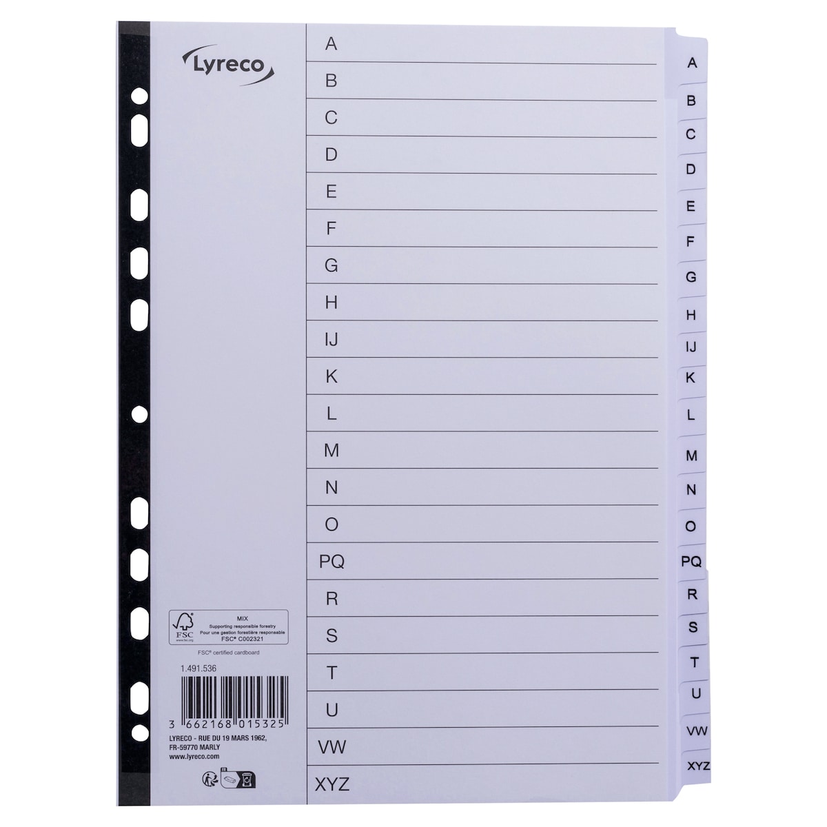 Lyreco Mylar White A4 20 Part A-Z Indexes 1