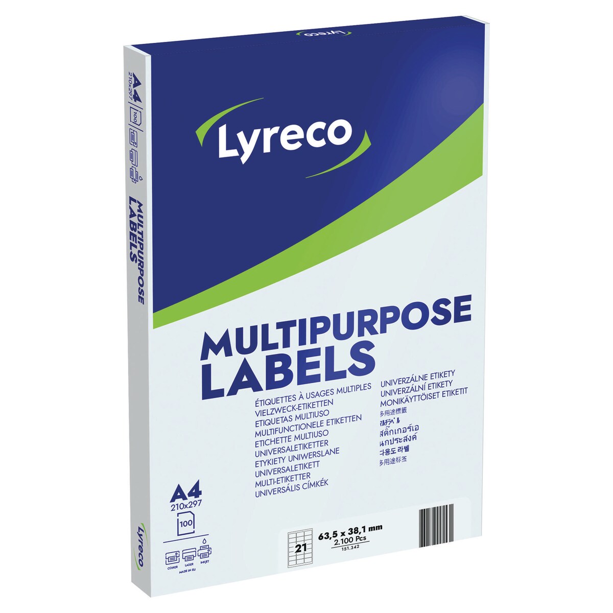 Lyreco Multi-Purpose Labels 63.5x38.1mm 21-Up White - Pack Of 100 1