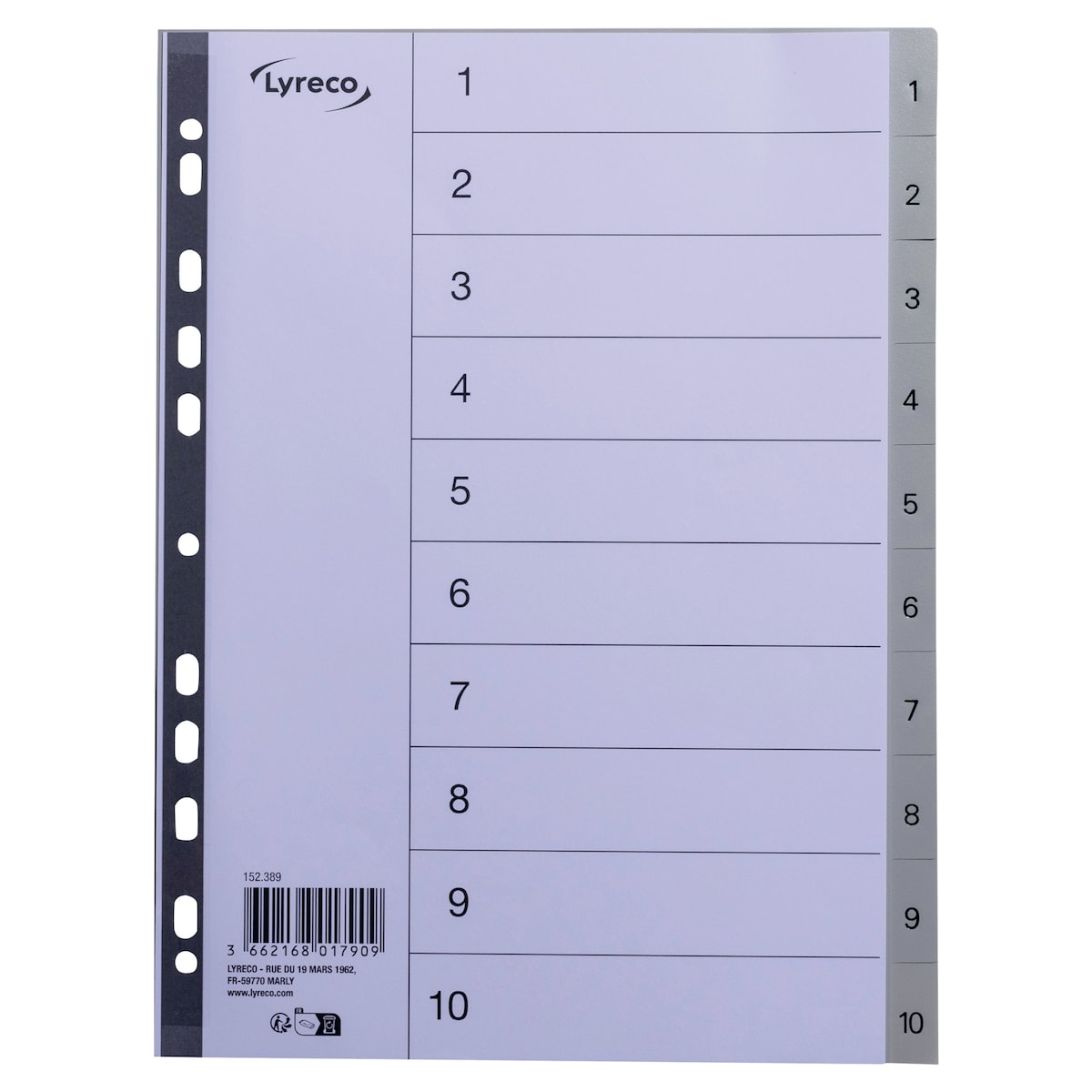 Lyreco Grey A4 Polypropylene 1-10 Indexes 1