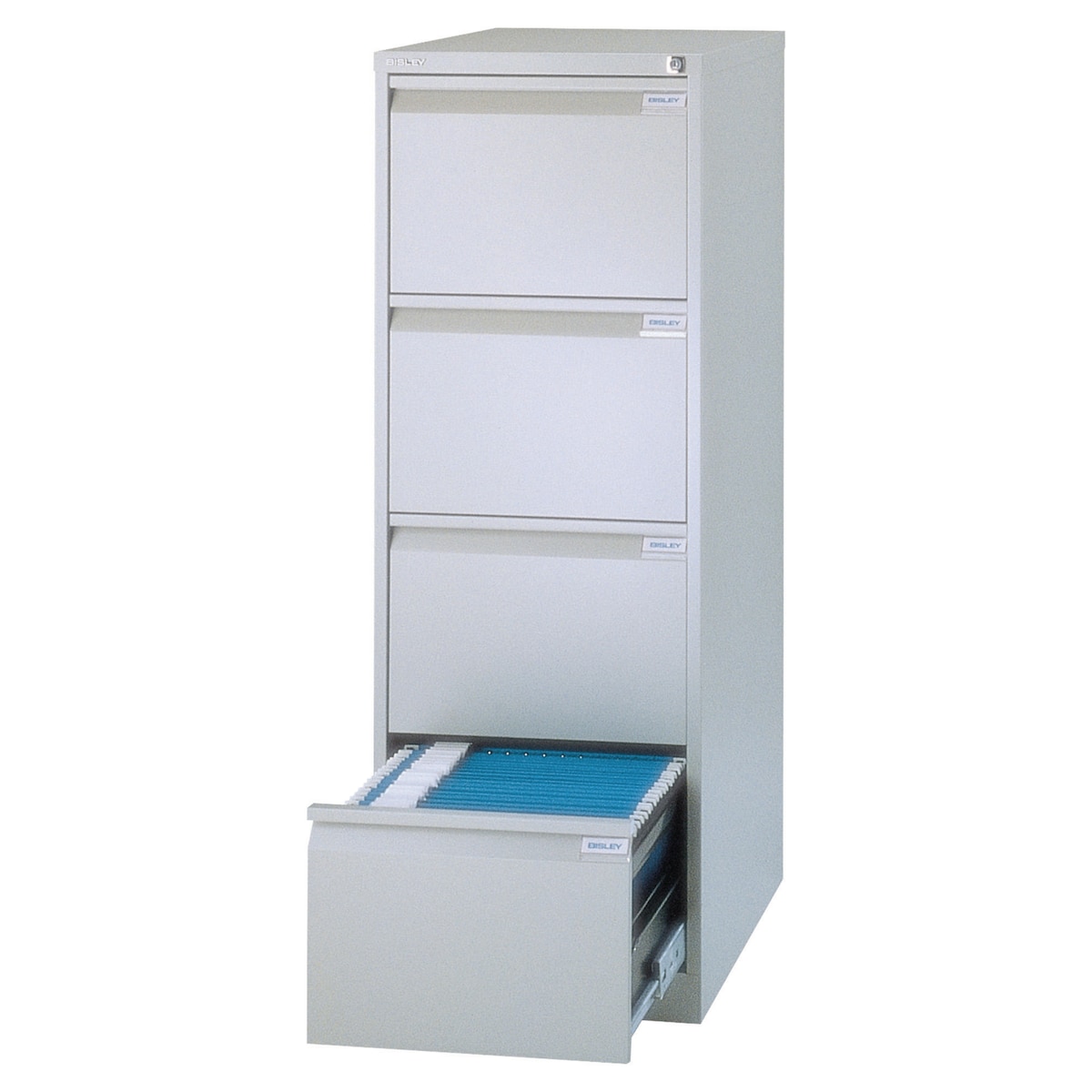 Bisley 4-Drawer Metal Filing Cabinet - 1321mm x 470mm x 622mm - Grey 1