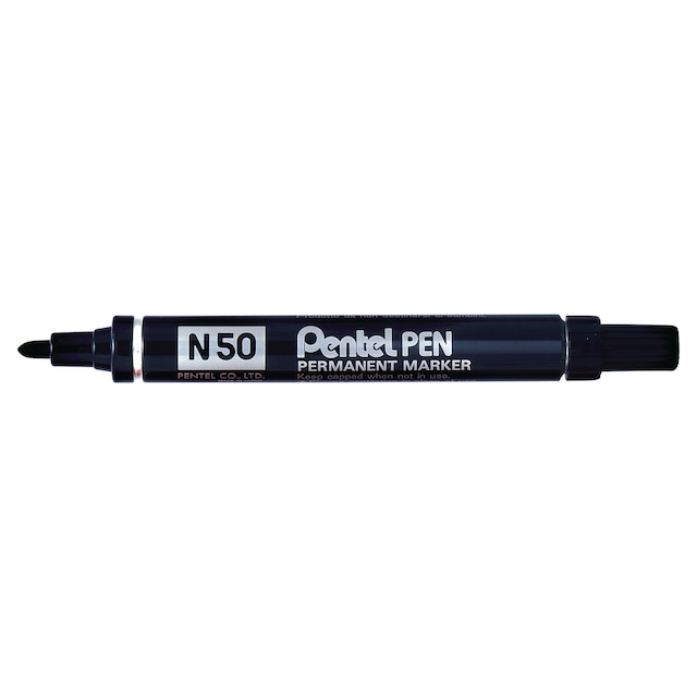 Pentel N50 Bullet Tip Black Permanent Markers - Box of 12 1