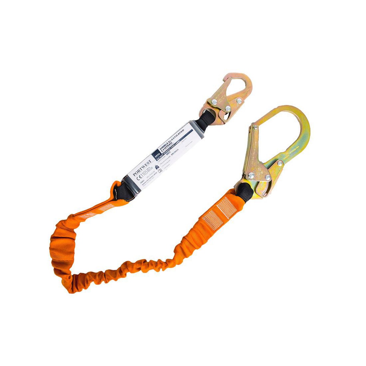 Portwest FP74 Single 140kg 1.8m Lanyard with Shock Absorber R Black/Orange 1
