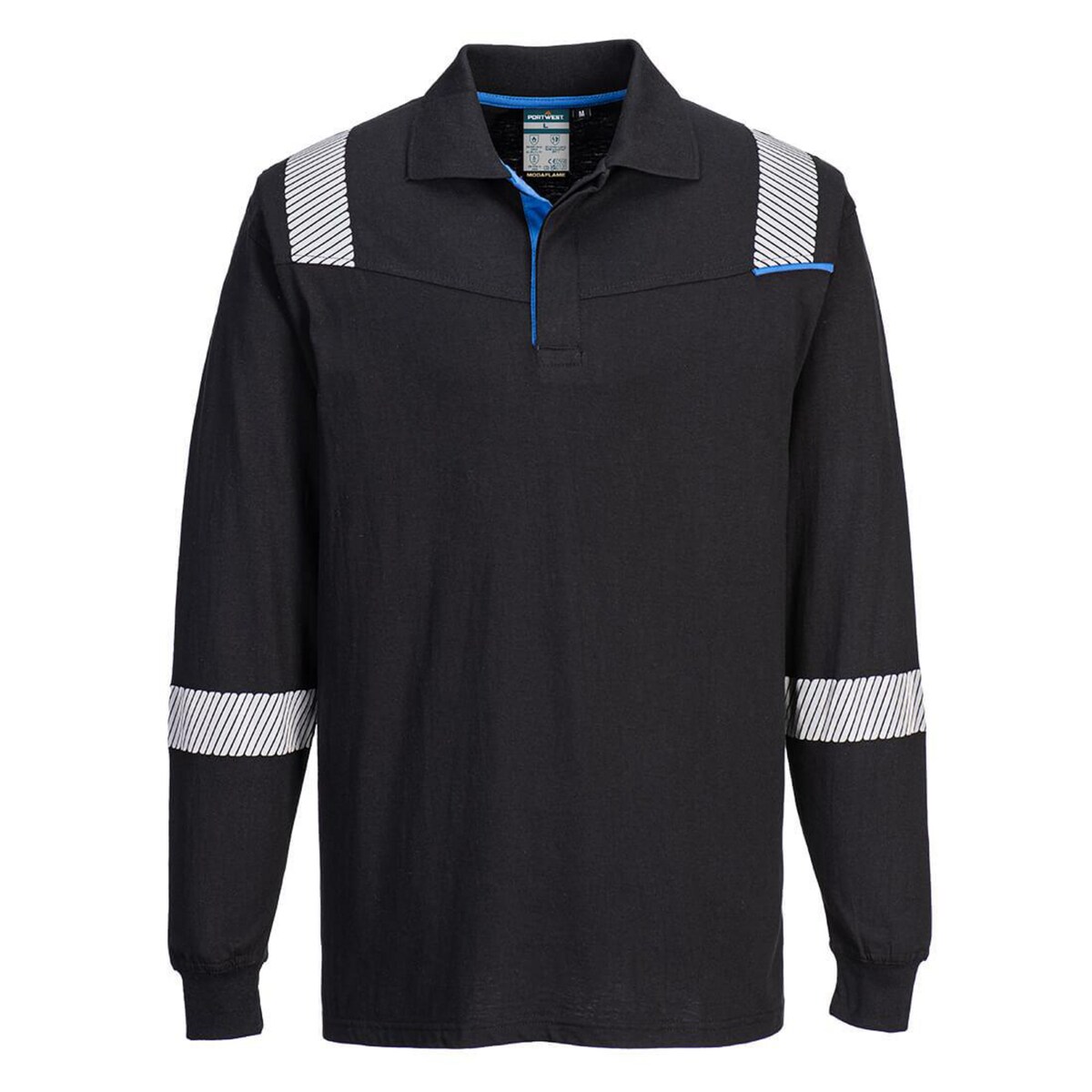 Portwest FR711 WX3 Flame Resistant Long Sleeve Polo XXL Black 1