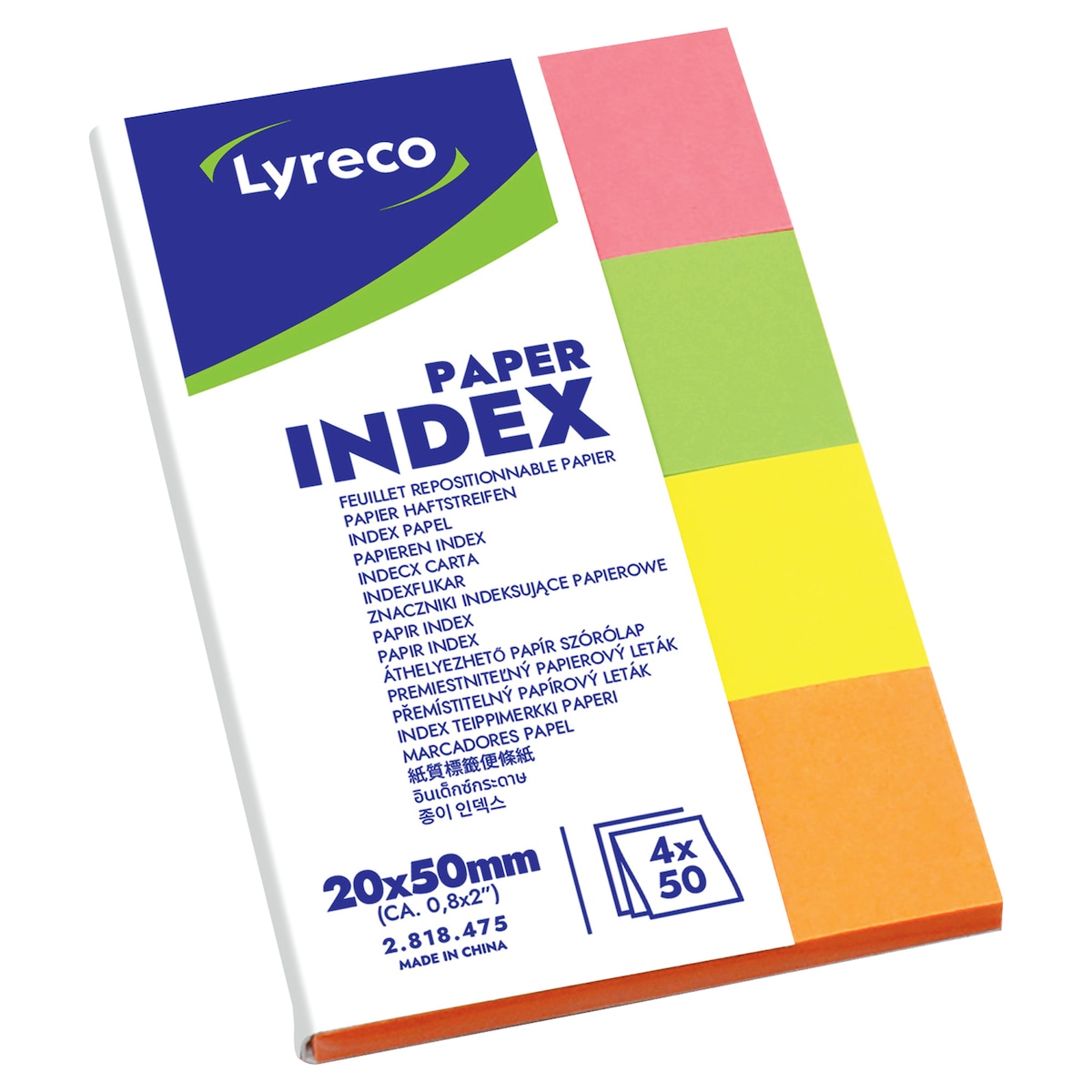 Lyreco Paper Index Markers 20x50mm 200-Sheet Asst 1
