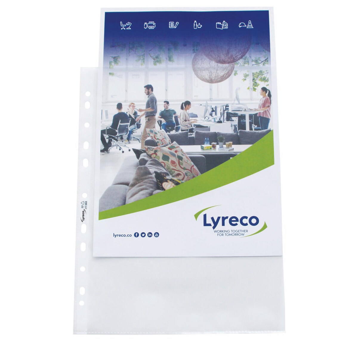 Lyreco Glass Clear A4 Punched Pockets 80 Microns - Pack of 100 1