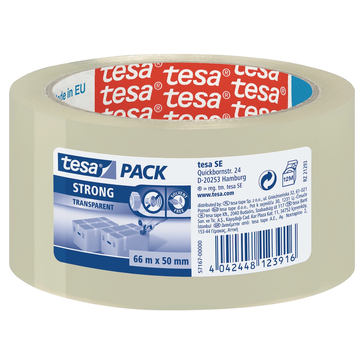 tesapack Transparent Packaging Tape 66M x 50mm - Pack of 6 1