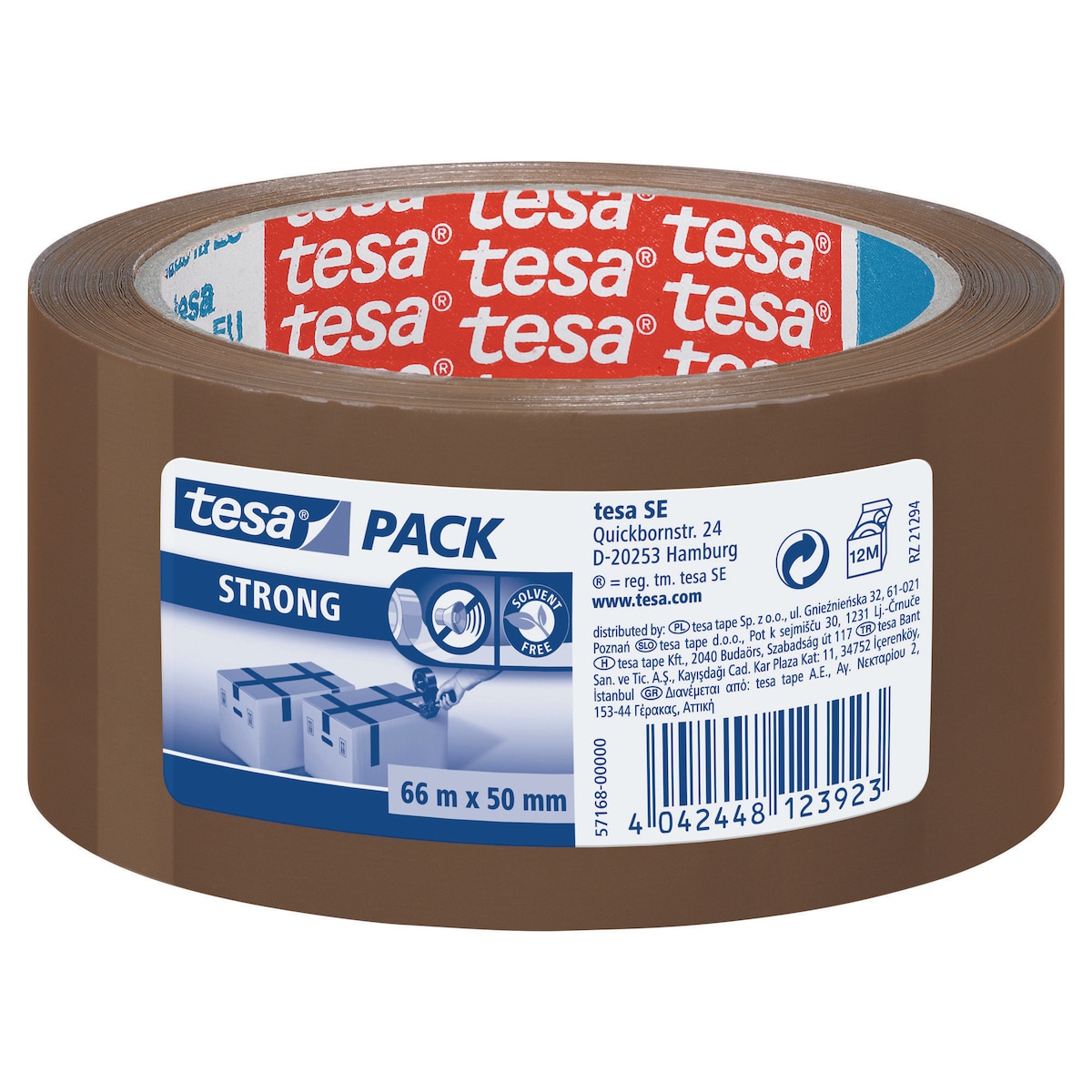 tesapack Brown Packaging Tape 66M x 50mm - Pack of 6 1