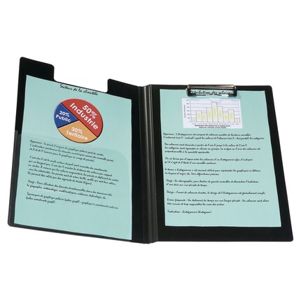 QWORK Lot De 5 Porte-Blocs A4 Avec Couvercle - Presse-Papiers PP Épais Clip Résistant, Noir
