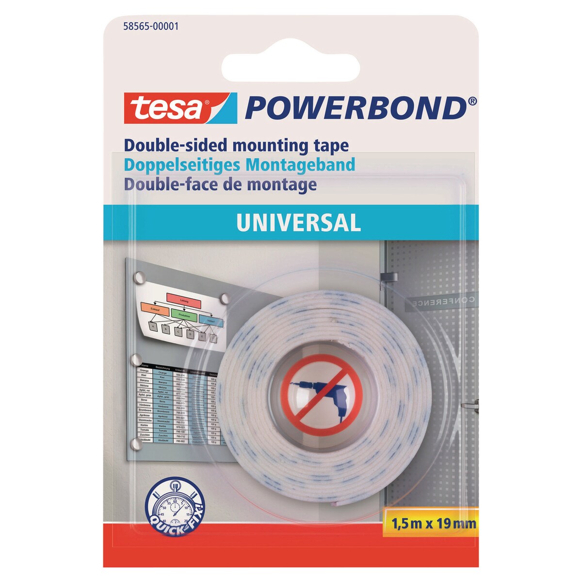 tesa Powerbond Universal Mounting Tape - 1.5m x 19mm 1