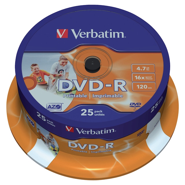 Verbatim DVD-R Printable 4.7Gb 1X-16X - Spindle of 25 1