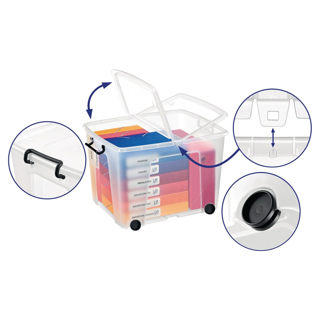 Strata Filing Box Strata Clear 75L Smart Storemaster Box With Lid... | Lyreco