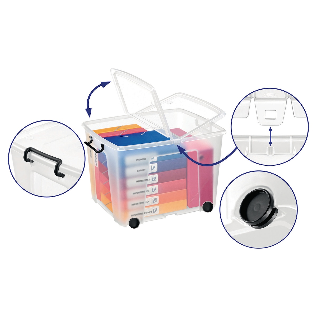 Strata Smart Storemaster File Box Strata Clear 75L Smart Storemaster Box With Lid... | Lyreco