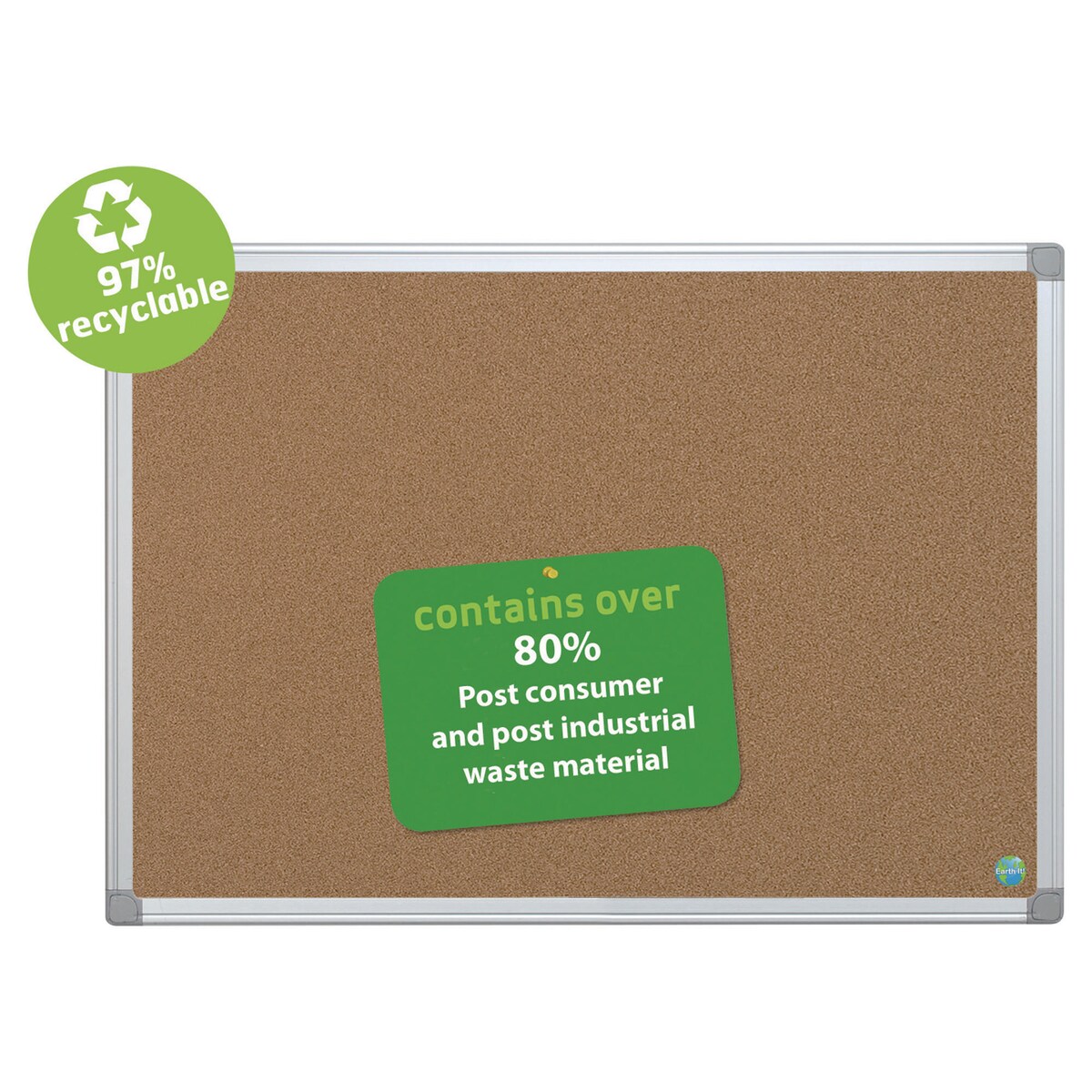 Earth-It Cork Board Aluminium 900X1200mm 1