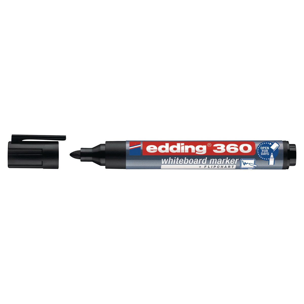 Edding 360 Bullet Tip Black Whiteboard Markers - Box of 10 1