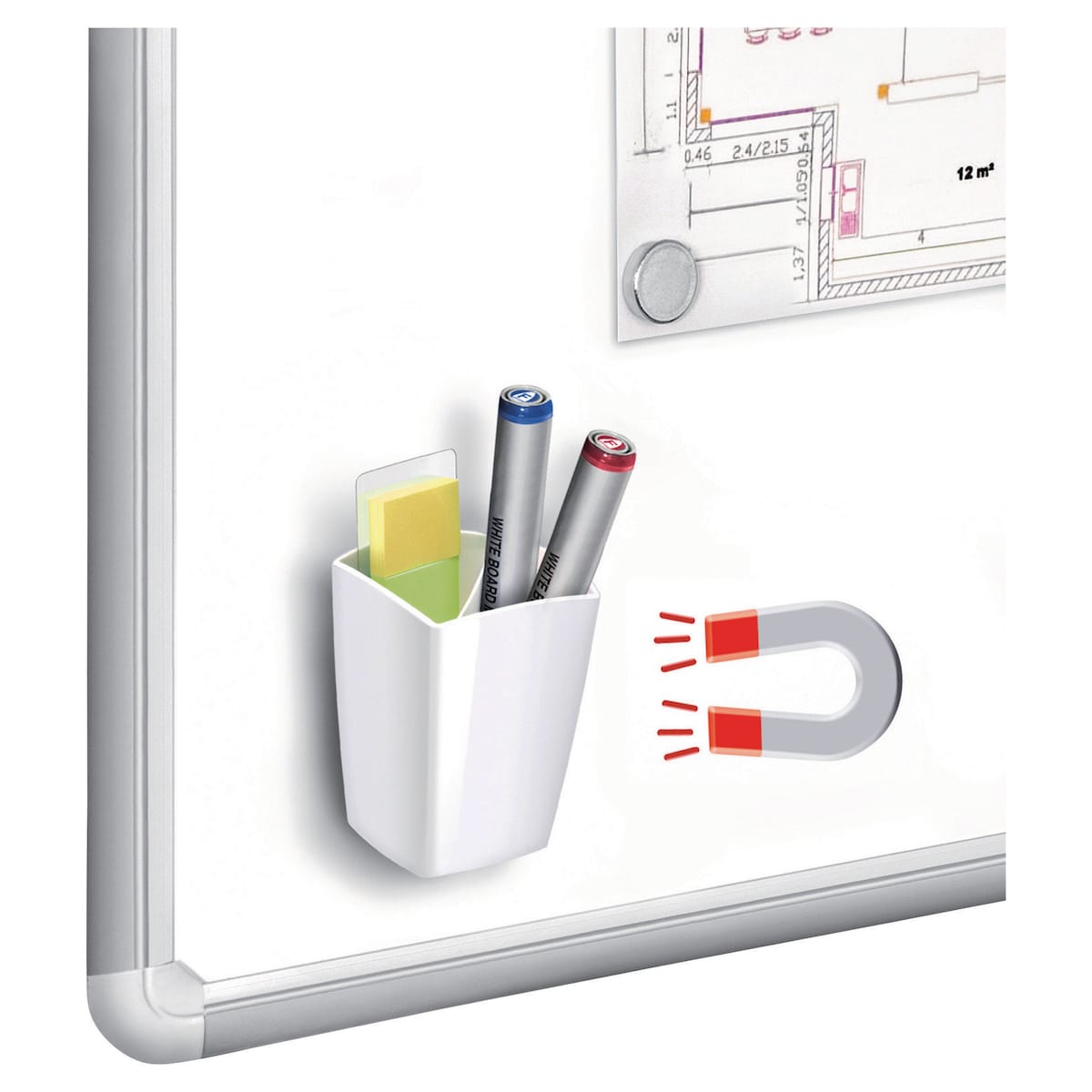 Cep White Magnetic Pencil Cup For Whiteboard 1