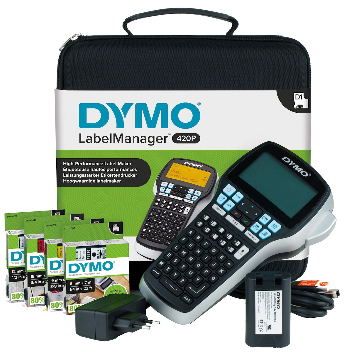 DYMO - LabelManager 420P Kit - Includes 4 D1 Label Rolls & Case 1
