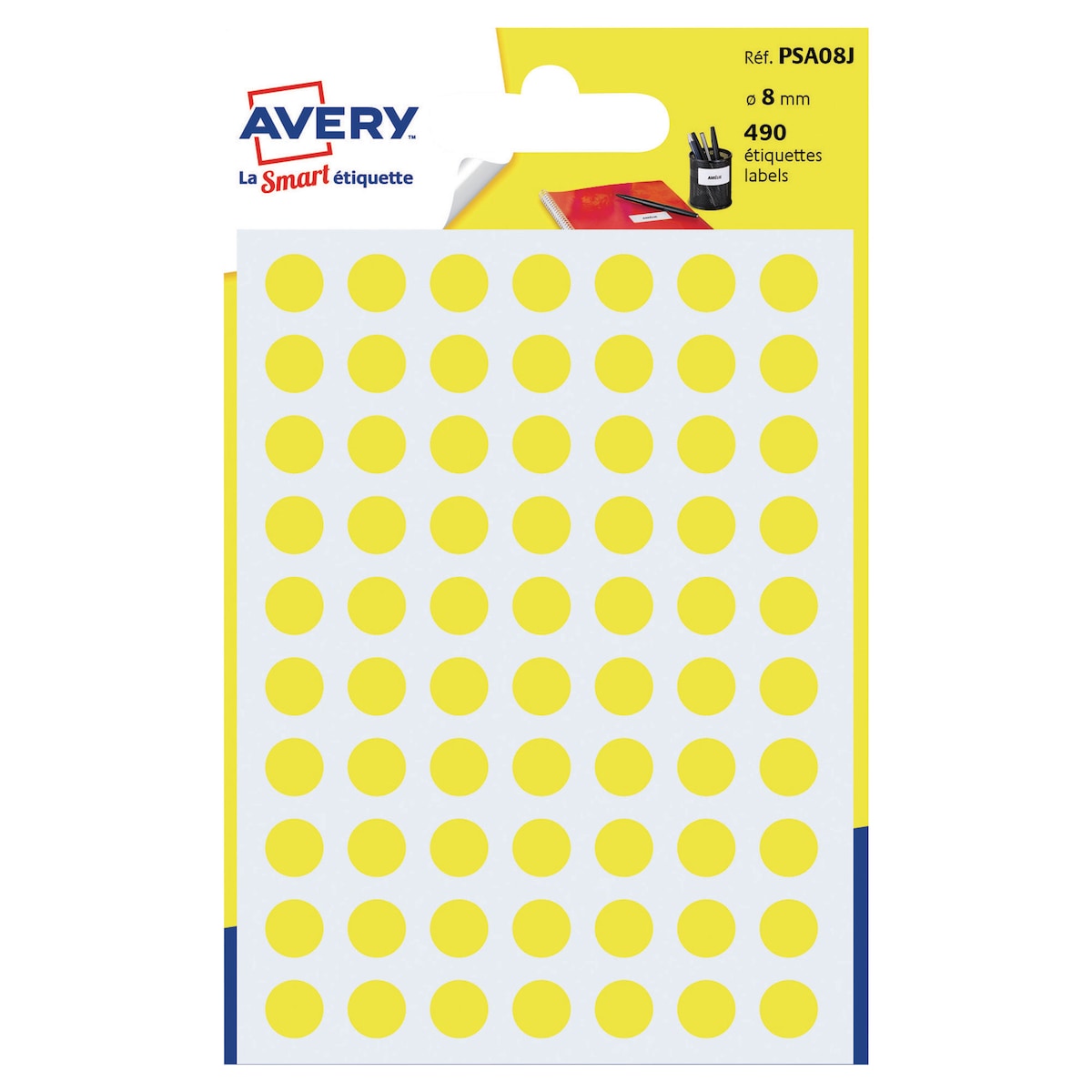 Avery Dot Label 8mm Yellow Pack of 490 1