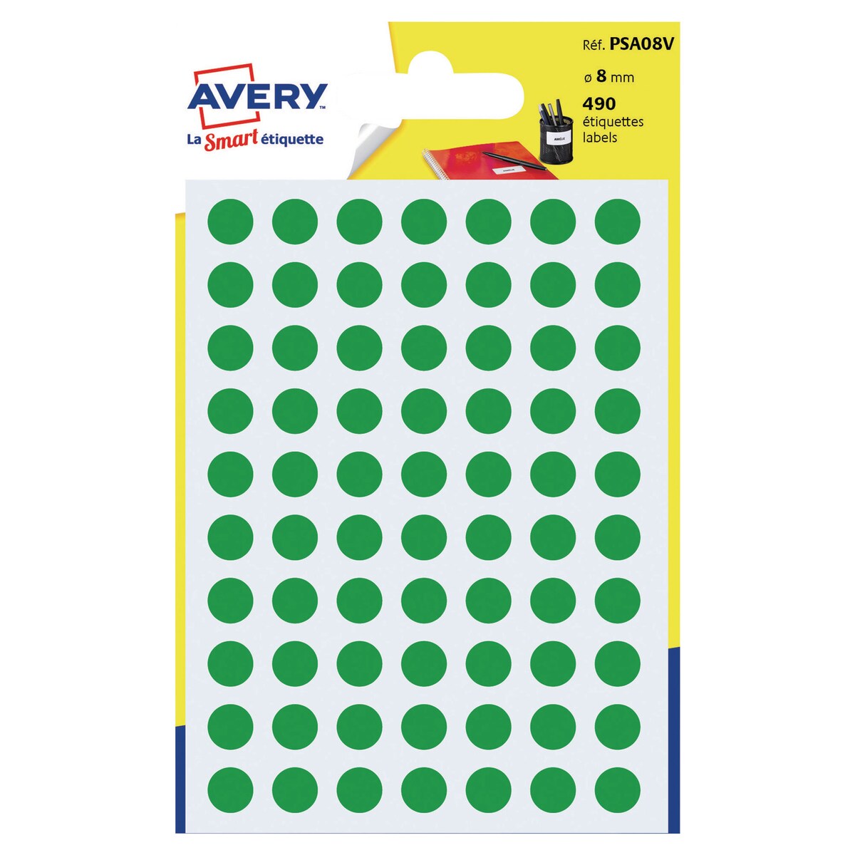 Avery Dot Labels 8mm Green Pack of 490 1